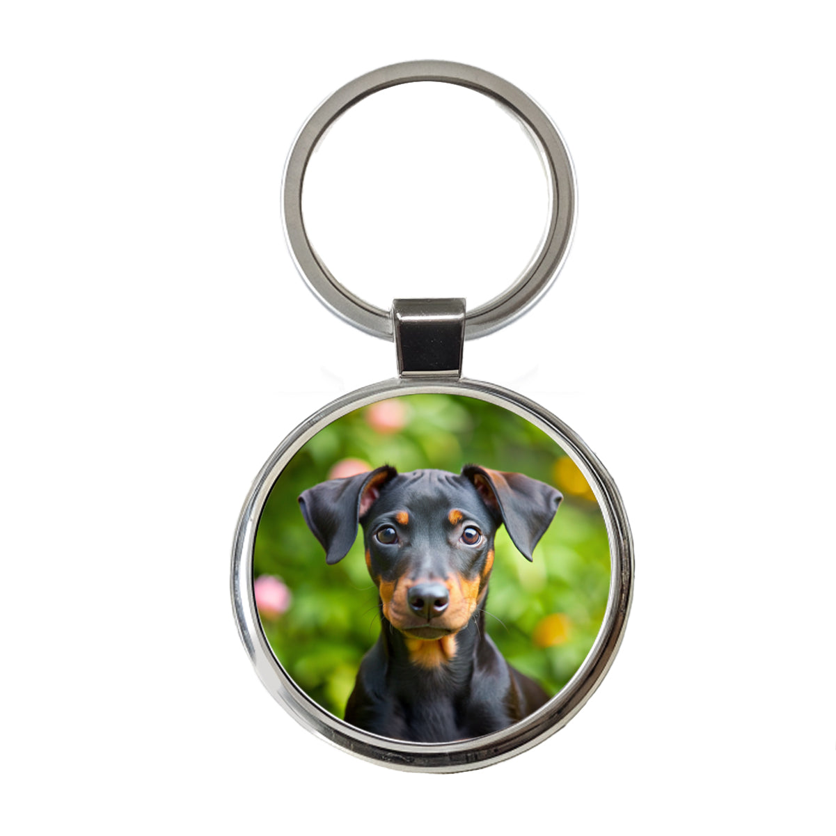 Manchester Terrier Dog Puppy Photo Round Metal Keychain