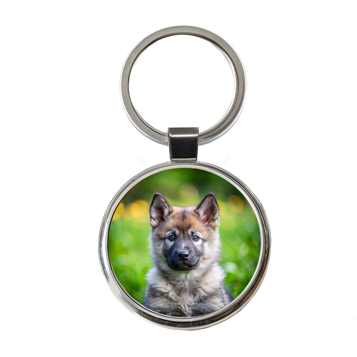 Norwegian Elkhound Dog Puppy Photo Round Metal Keychain
