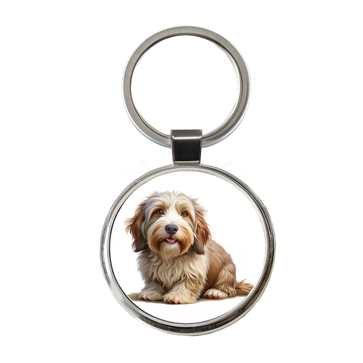 Petit Basset Griffon Vendeen Dog Illustration Round Metal Keychain
