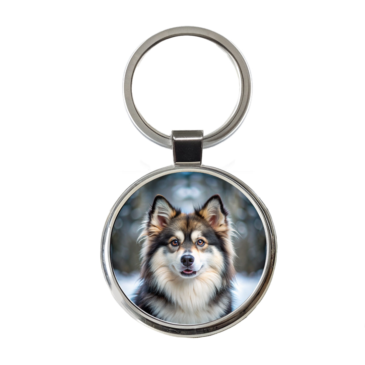 Pomsky Dog Photo Round Metal Keychain