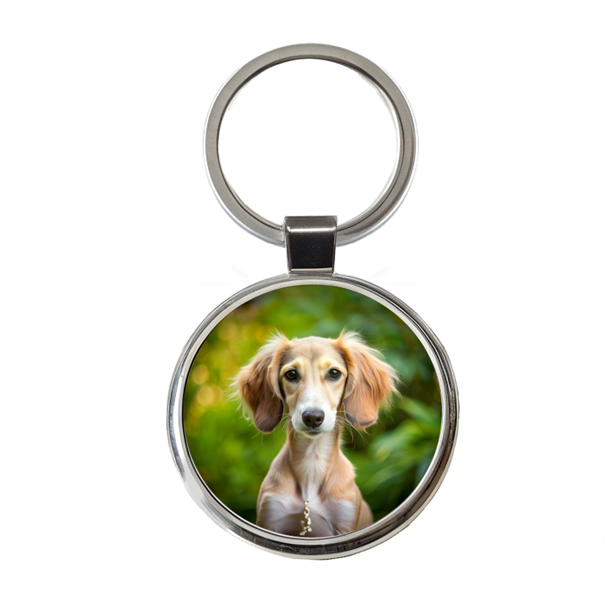 Saluki Dog Puppy Photo Round Metal Keychain