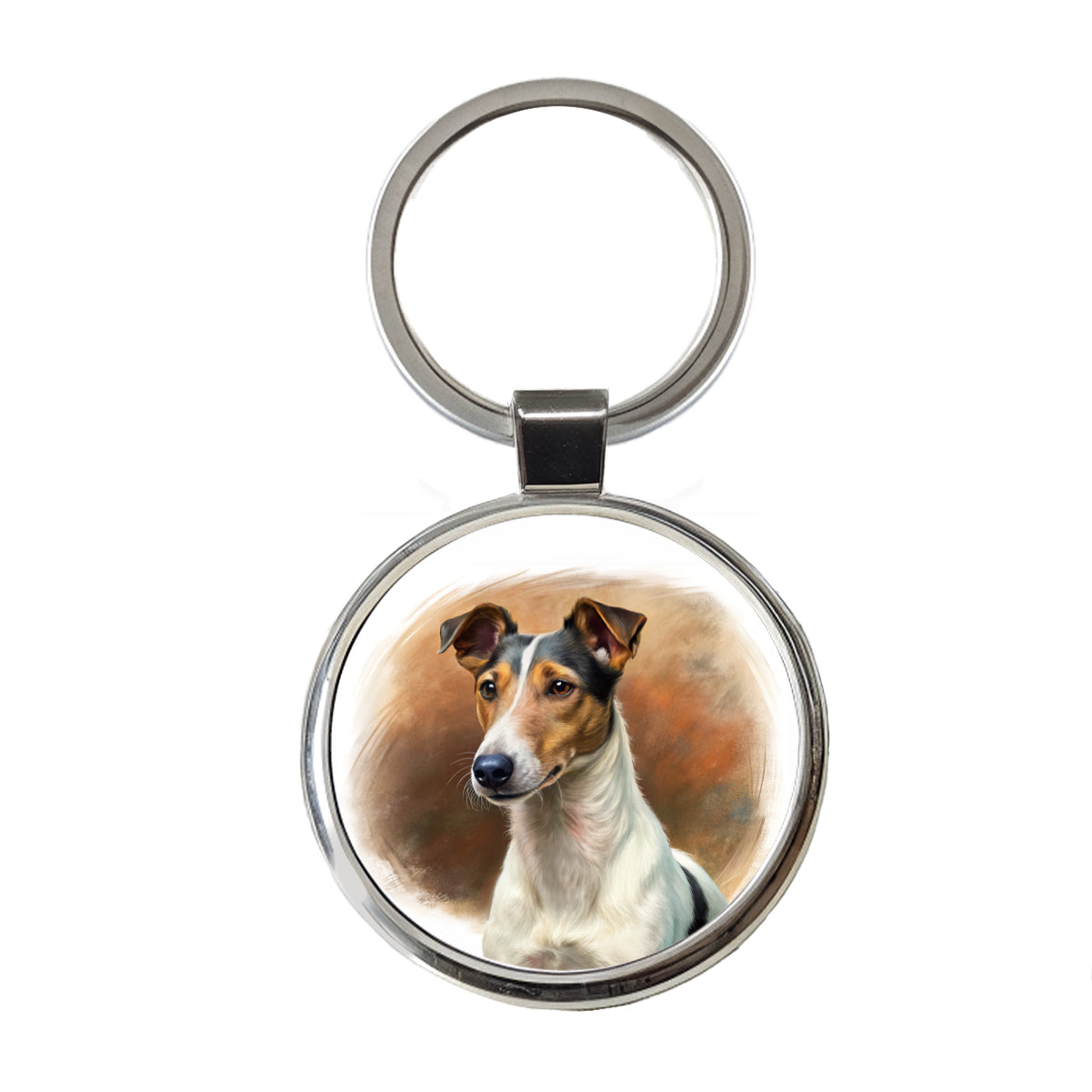 Smooth Fox Terrier Dog Illustration Round Metal Keychain