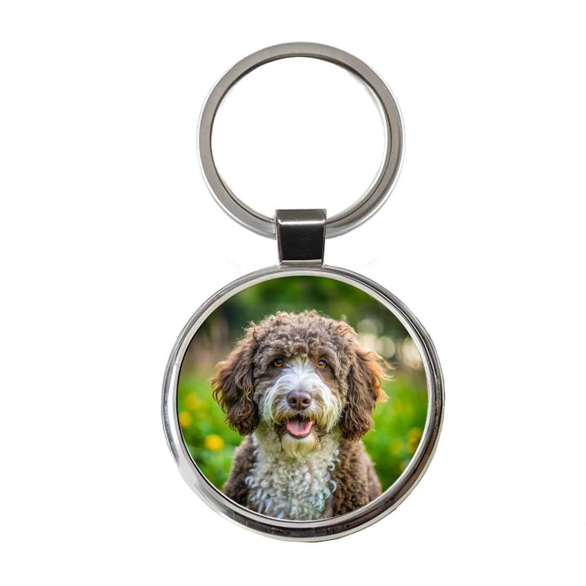 Spanish Water Dog Photo Round Metal Keychain
