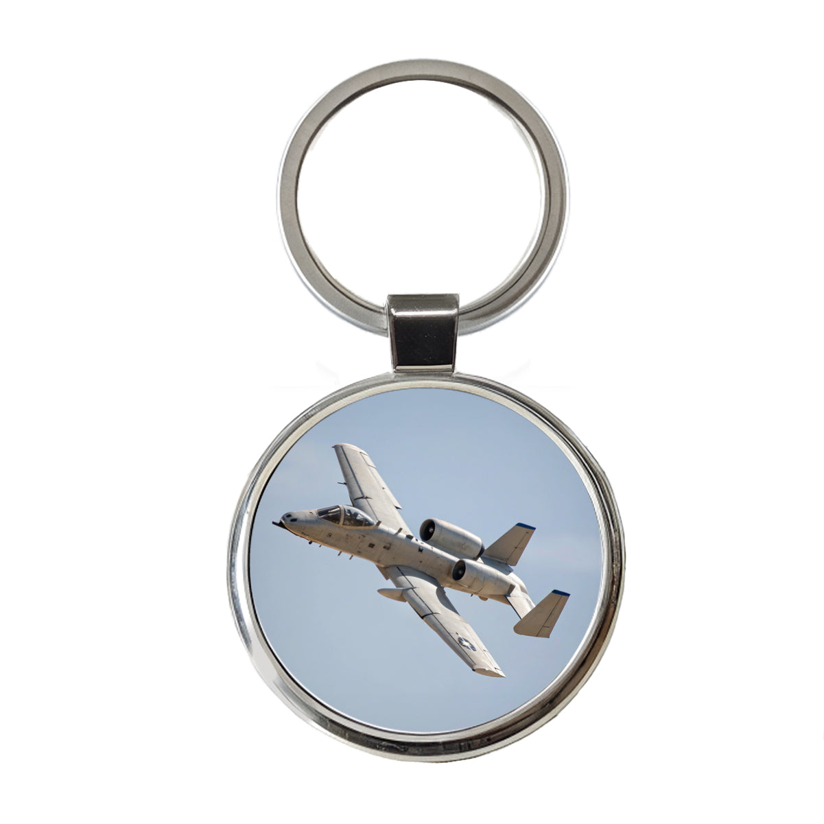 A-10 Thunderbolt II Warthog US Air Force Plane In Flight Round Metal Keychain