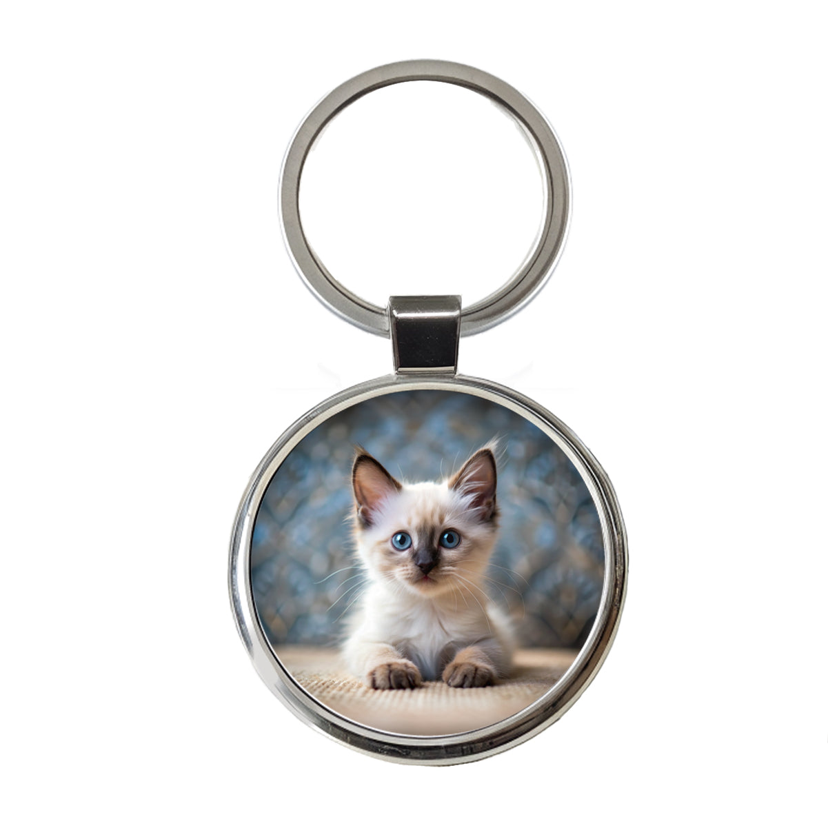 Balinese Cat Kitten Photo Round Metal Keychain