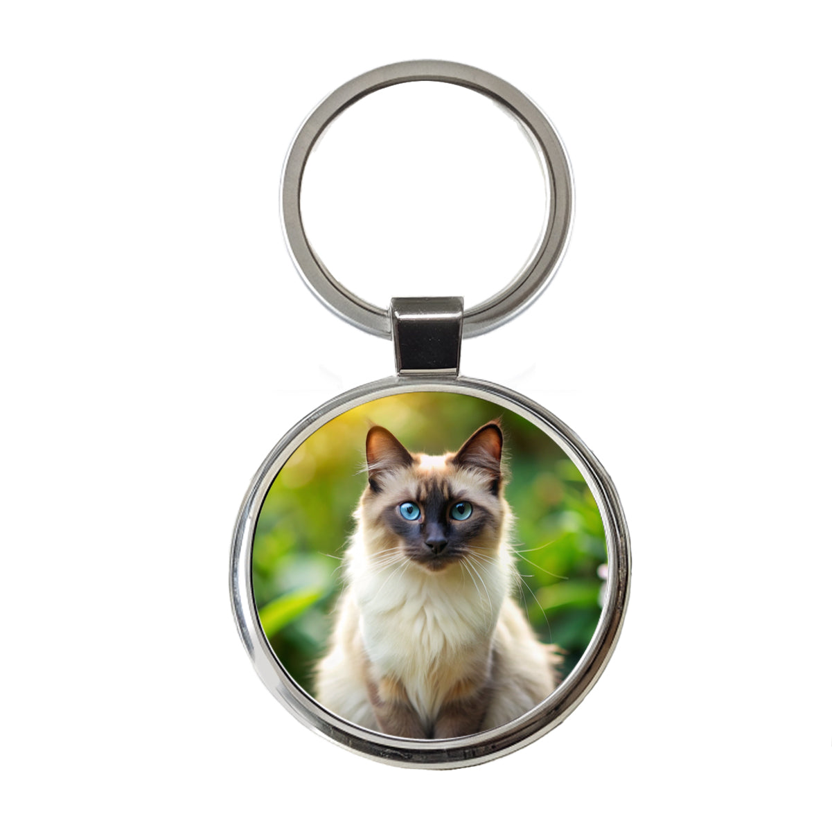 Balinese Cat Photo Round Metal Keychain