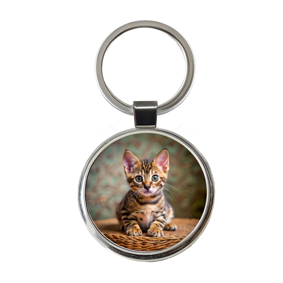 Bengal Cat Kitten Photo Round Metal Keychain