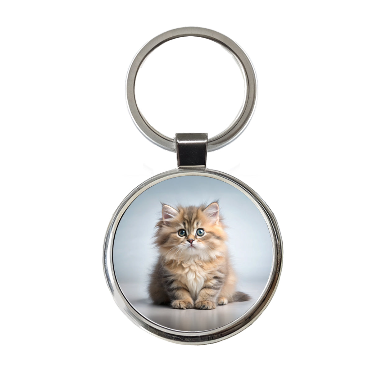 British Longhair Cat Kitten Photo Round Metal Keychain