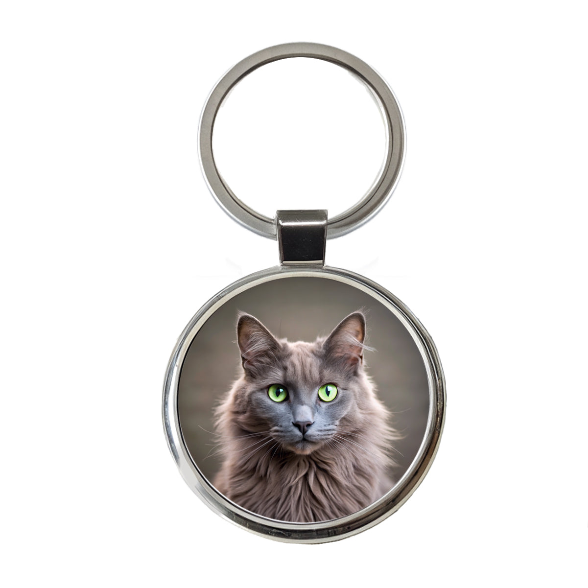 Nebelung Cat Photo Round Metal Keychain