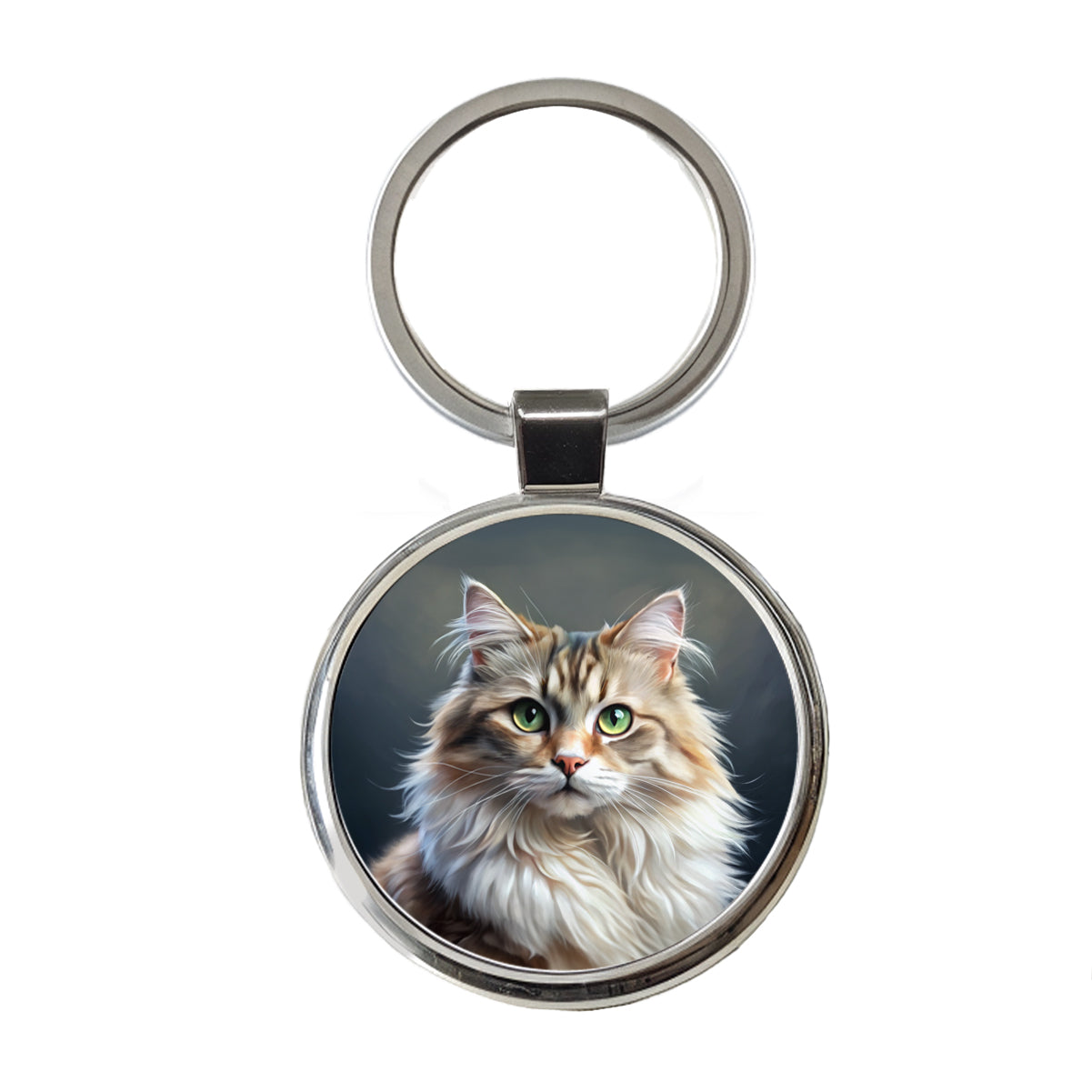 Ragamuffin Cat Illustration Round Metal Keychain