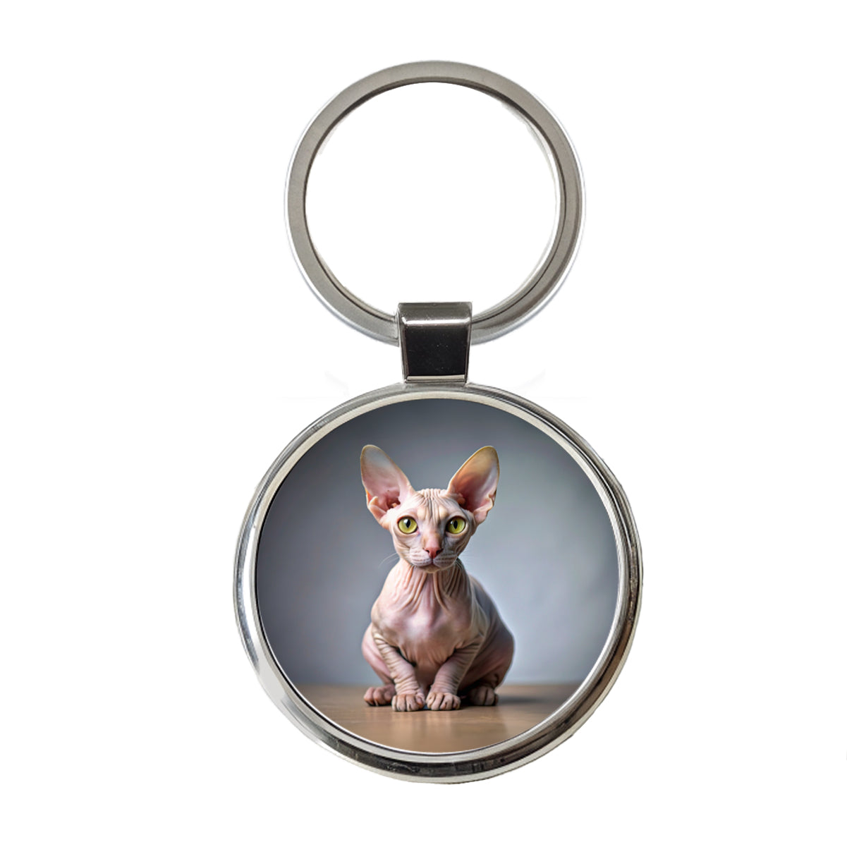 Sphynx Cat Photo Round Metal Keychain