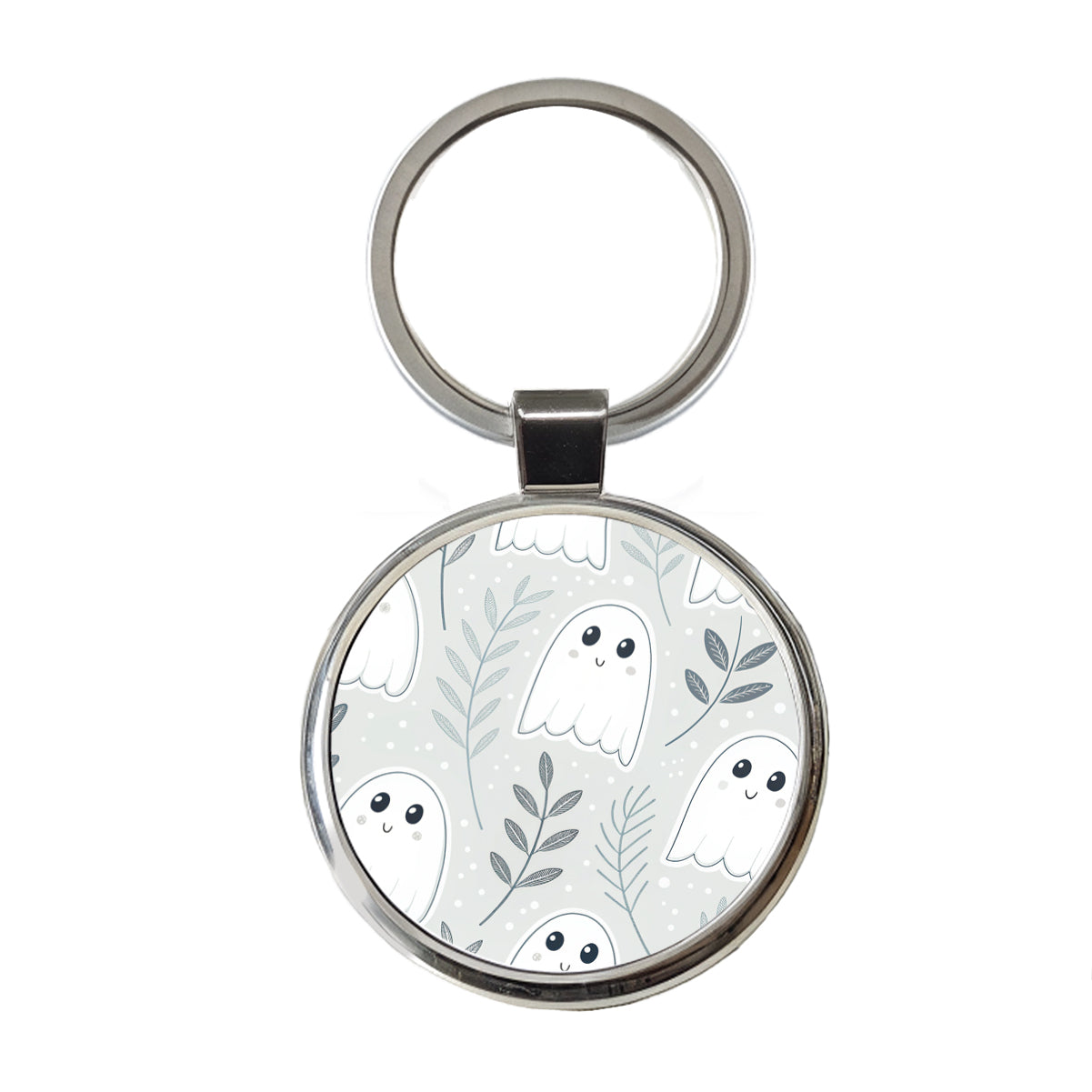 Adorable Ghosts Halloween Round Metal Keychain