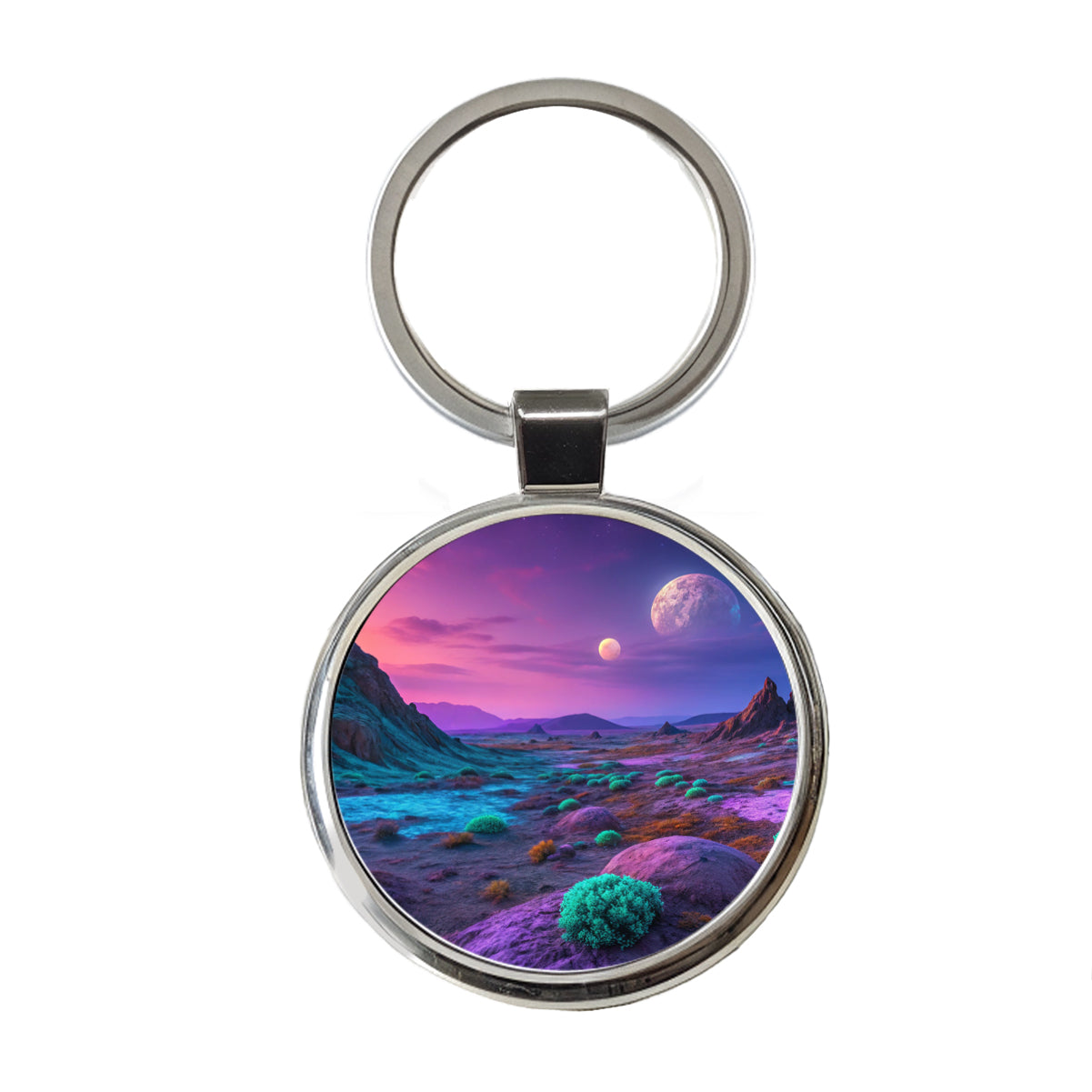 Alien Planet Surface Beautiful Round Metal Keychain
