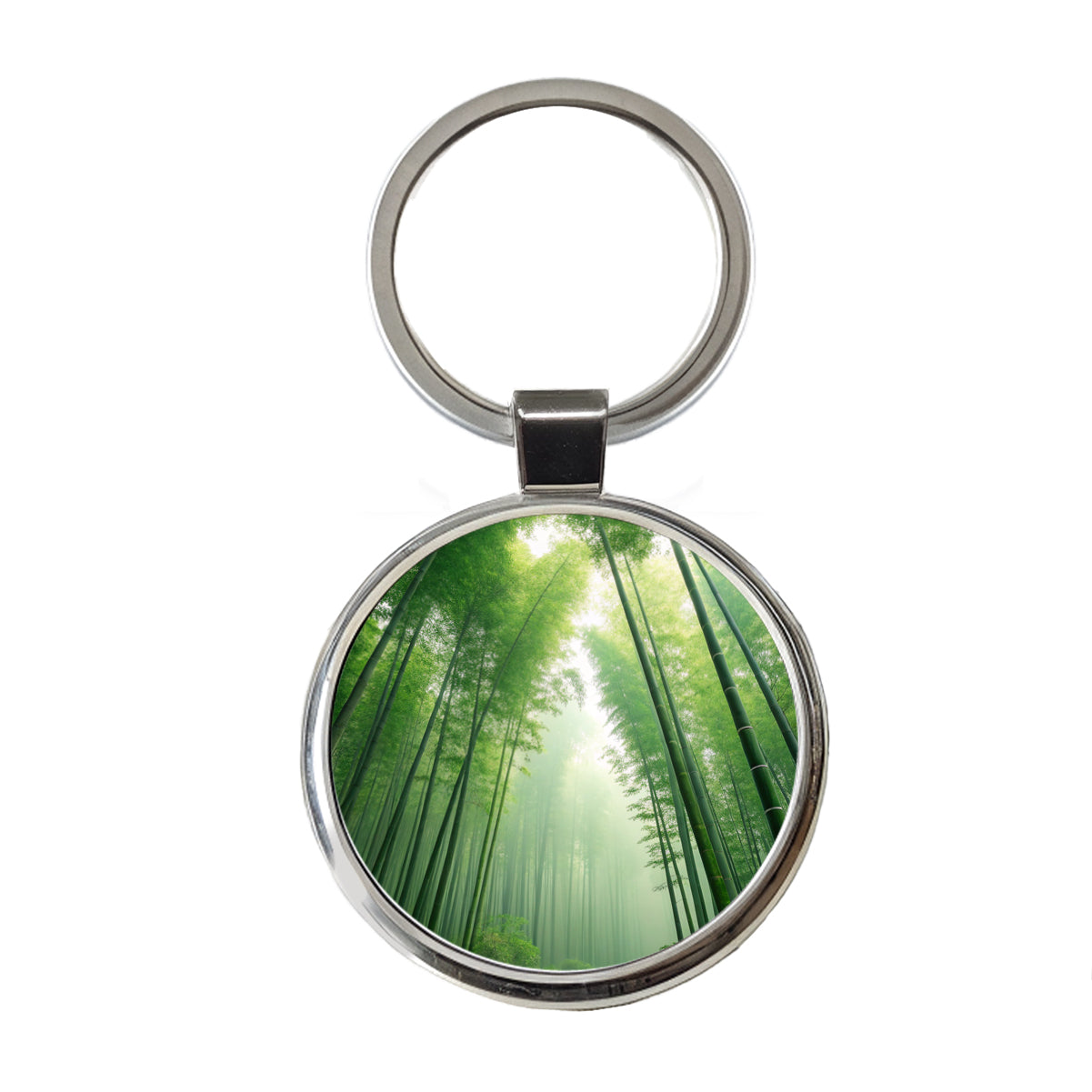 Bamboo Grove Forest Beautiful Round Metal Keychain