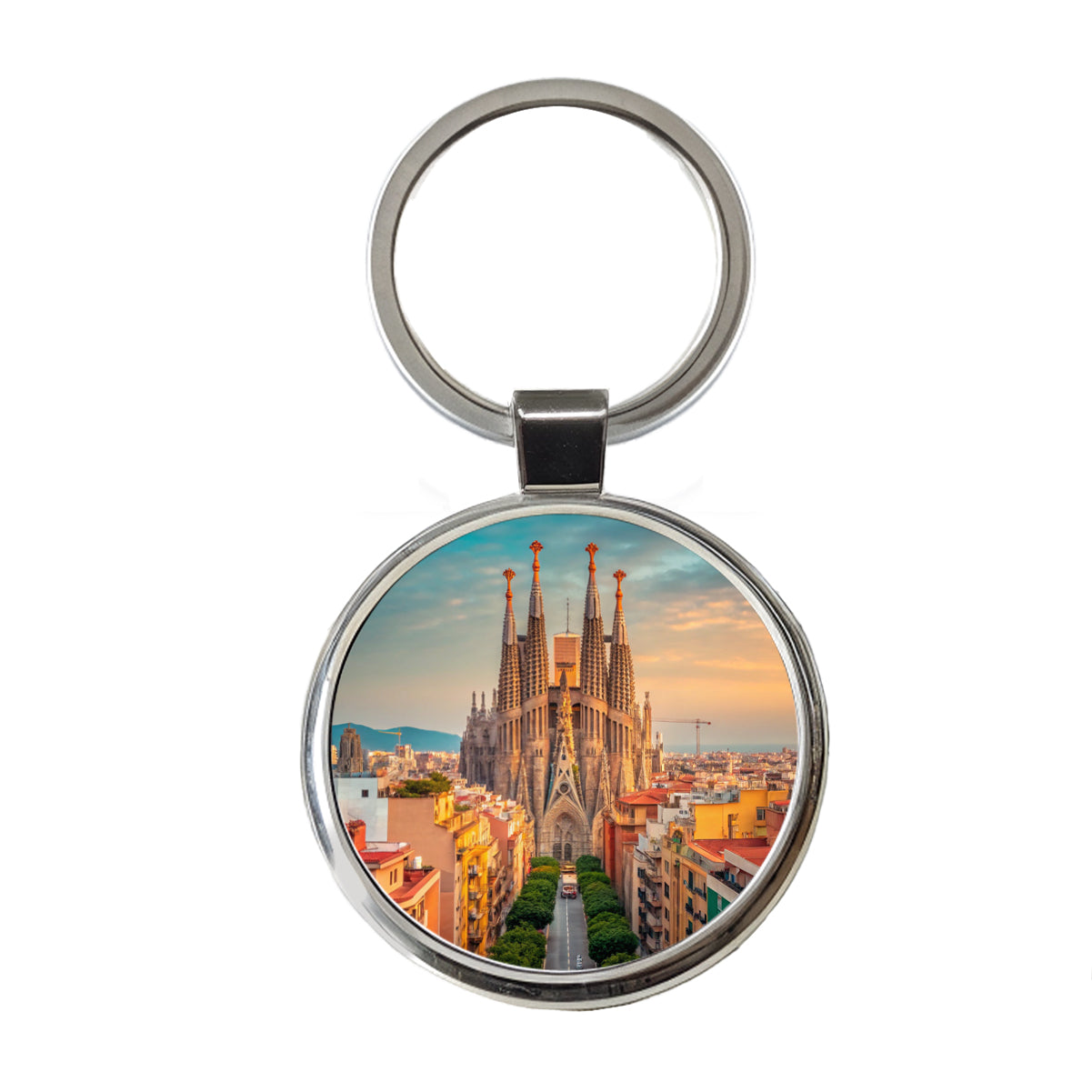 Barcelona Spain Beautiful Round Metal Keychain