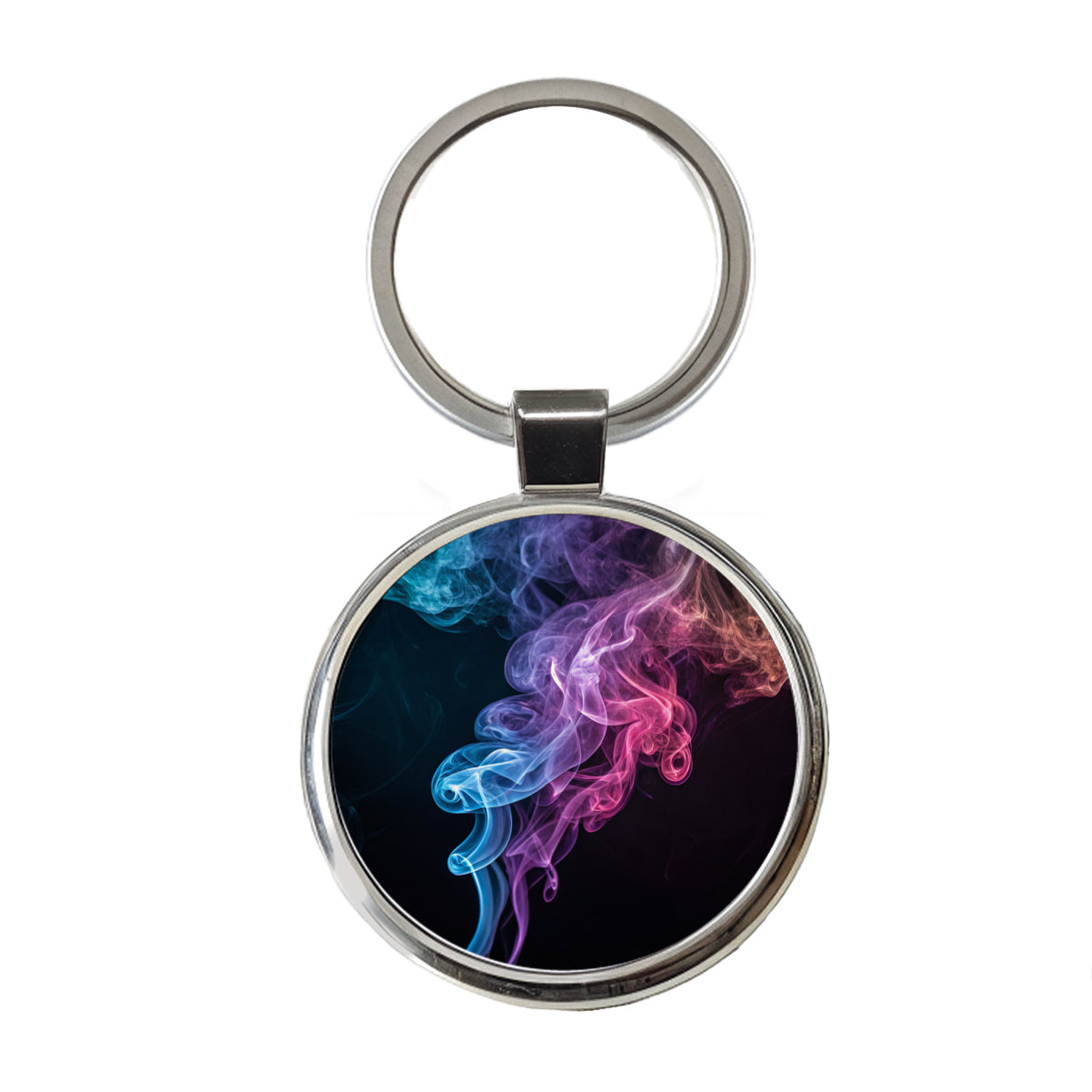 Colorful Plumes Of Smoke Curling Round Metal Keychain