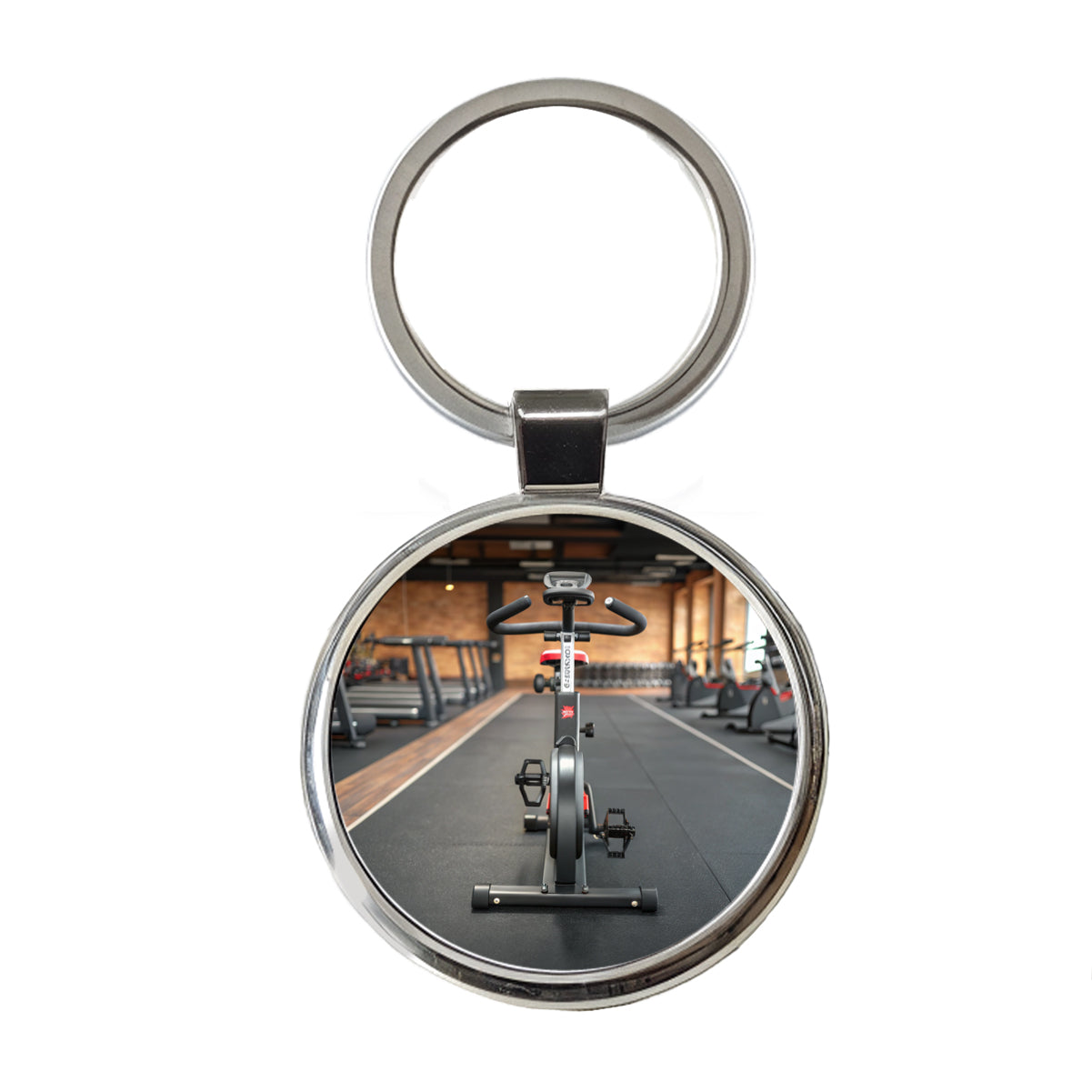 Exercise Bike Cycle Bicycle Round Metal Keychain