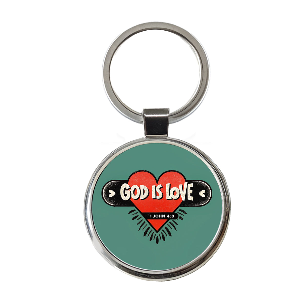 God Is Love Bible Verse Christian Round Metal Keychain