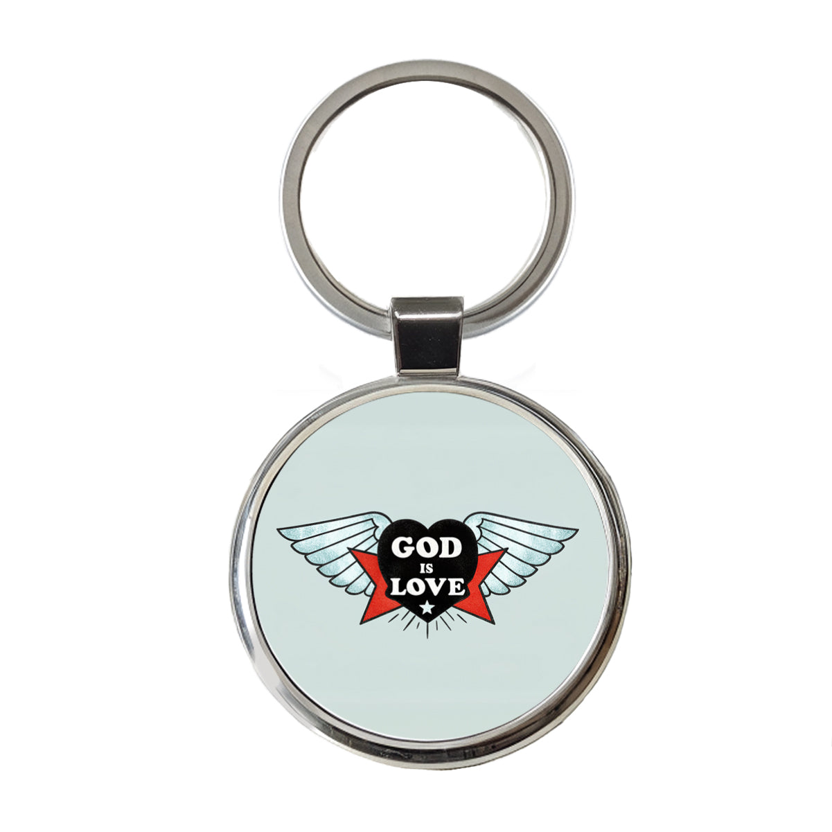 God Is Love Christian Bible Round Metal Keychain