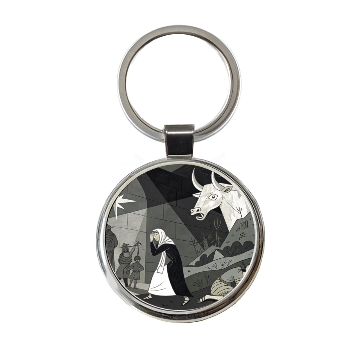 Guernica By Pablo Picasso Parody Round Metal Keychain
