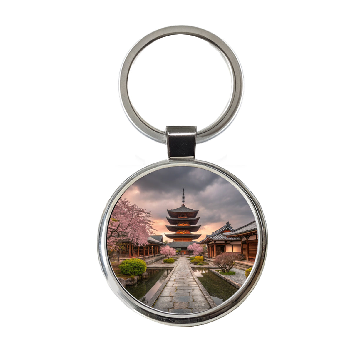 Kyoto Japan Travel Round Metal Keychain