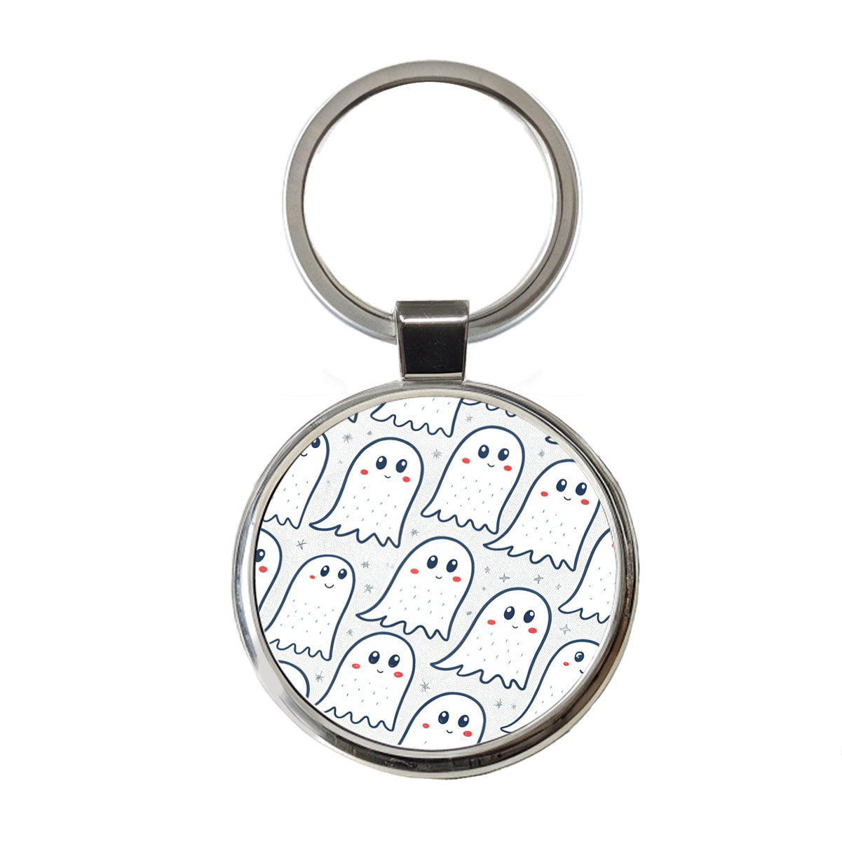 Lots Of Ghosts Halloween Round Metal Keychain