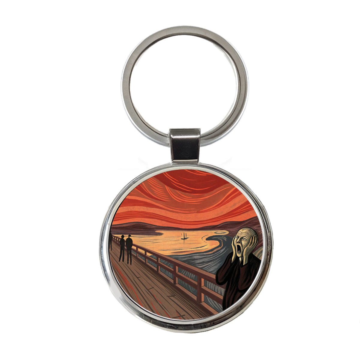 The Scream Inspired By Edvard Munch Round Metal Keychain