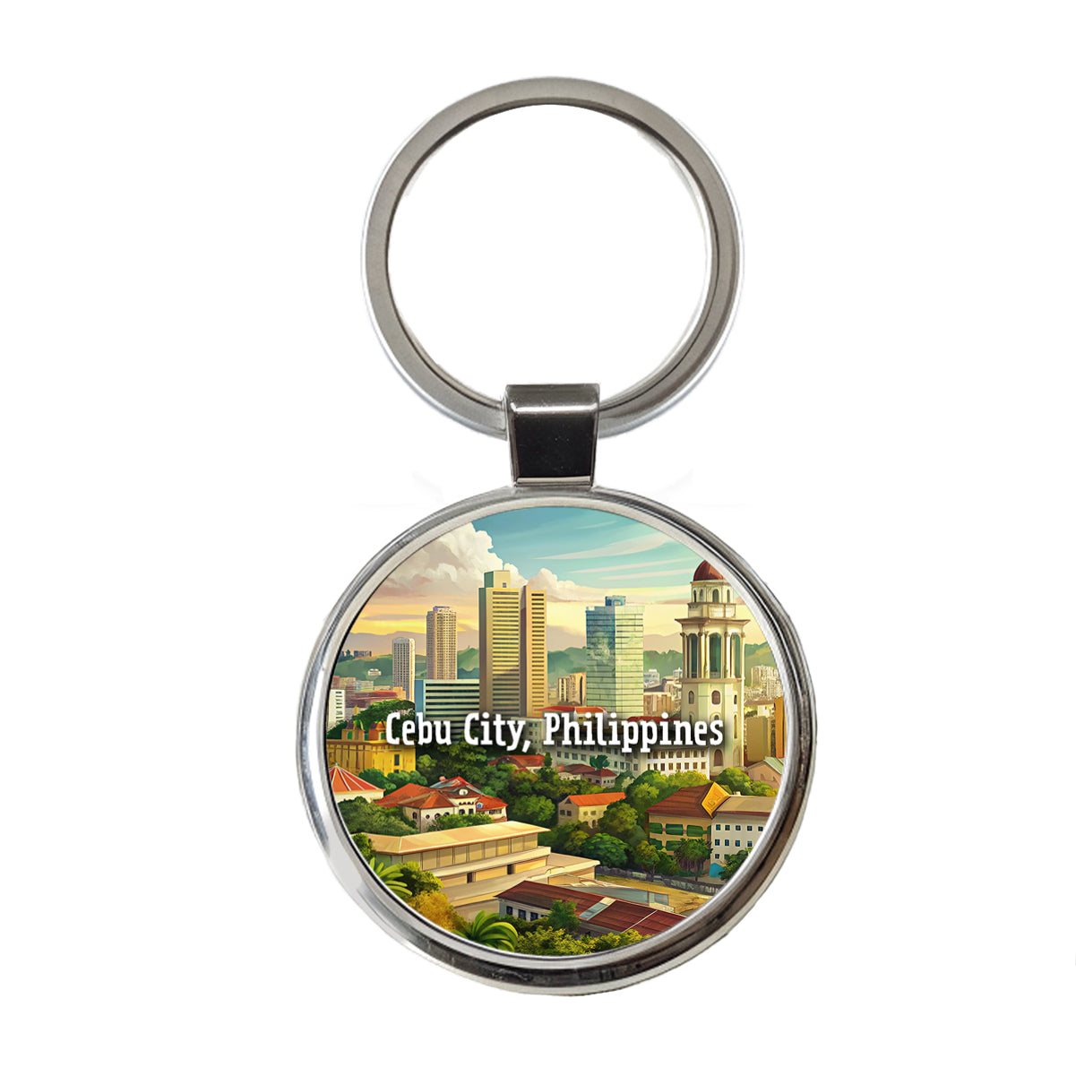 Cebu City, Philippines Travel City Country Stamp Round Metal Keychain