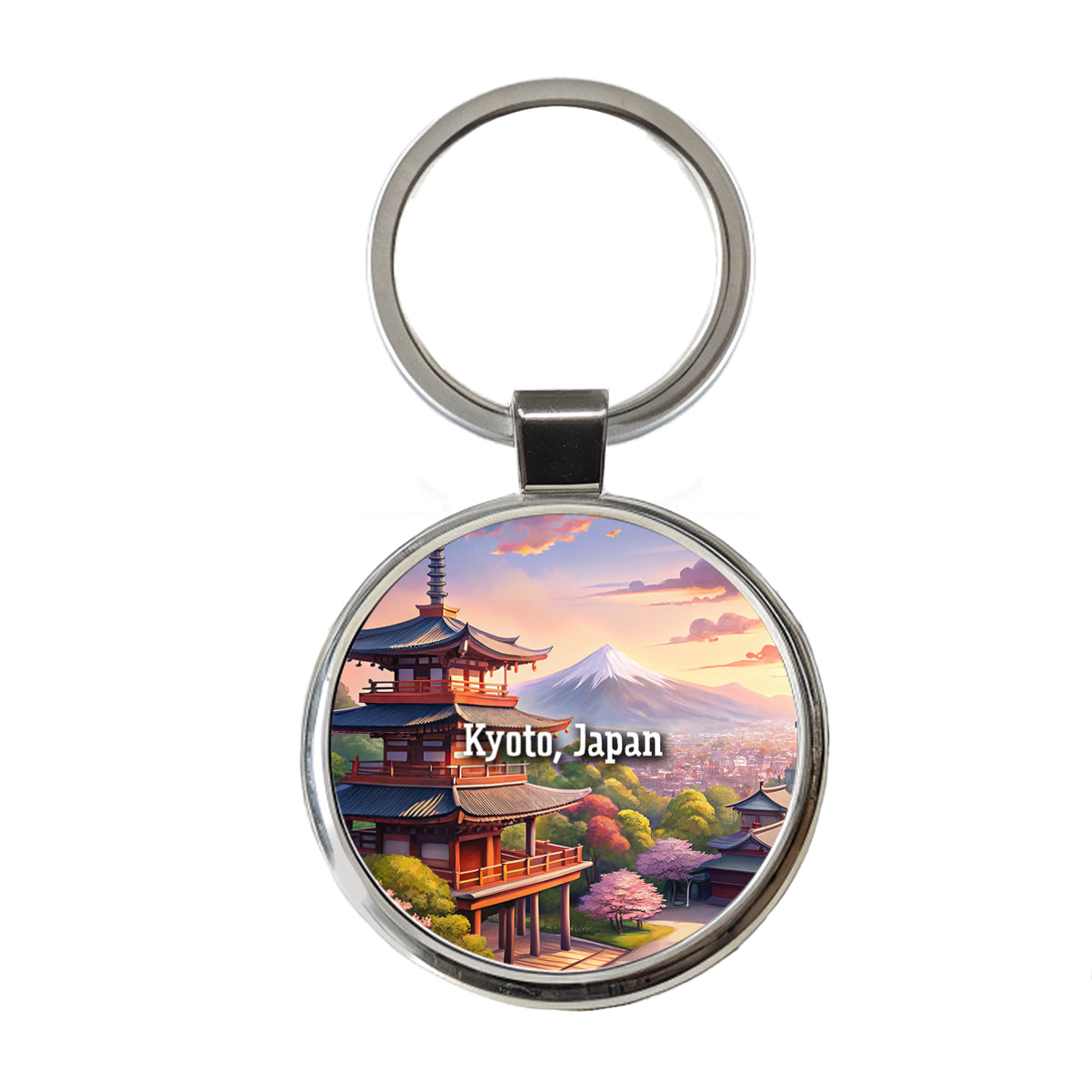 Kyoto, Japan Travel City Country Stamp Round Metal Keychain