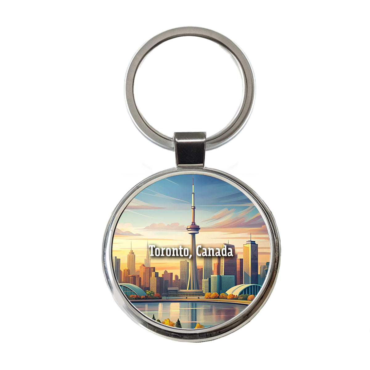 Toronto, Canada Travel City Country Stamp Round Metal Keychain