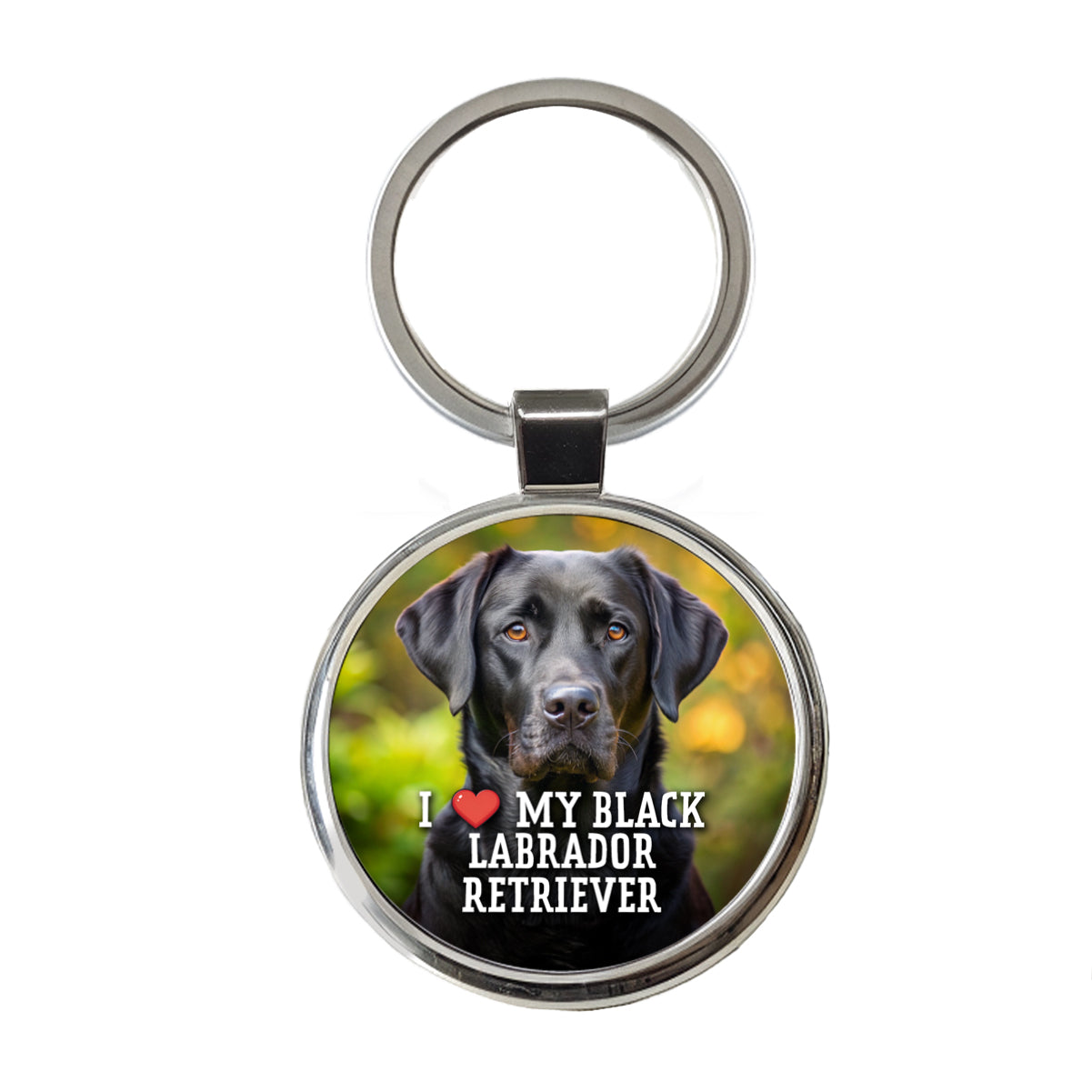 I Love My Black Labrador Retriever Dog Heart Round Metal Keychain