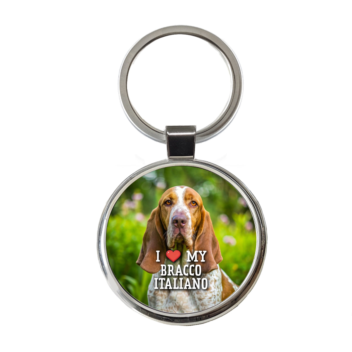 I Love My Bracco Italiano Dog Heart Round Metal Keychain