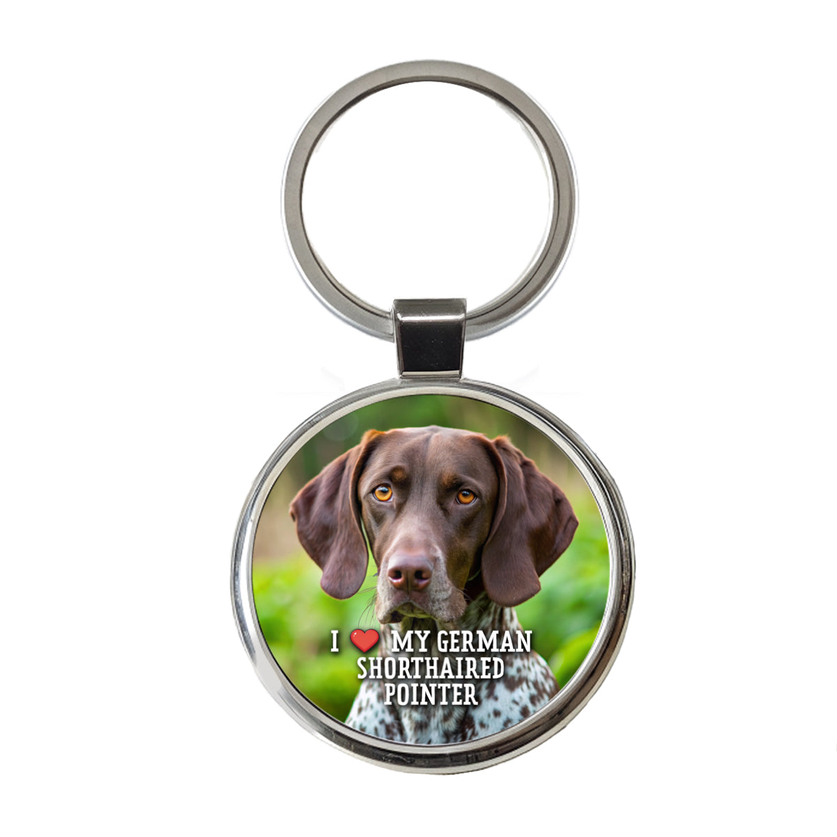 I Love My German Shorthaired Pointer Dog Heart Round Metal Keychain