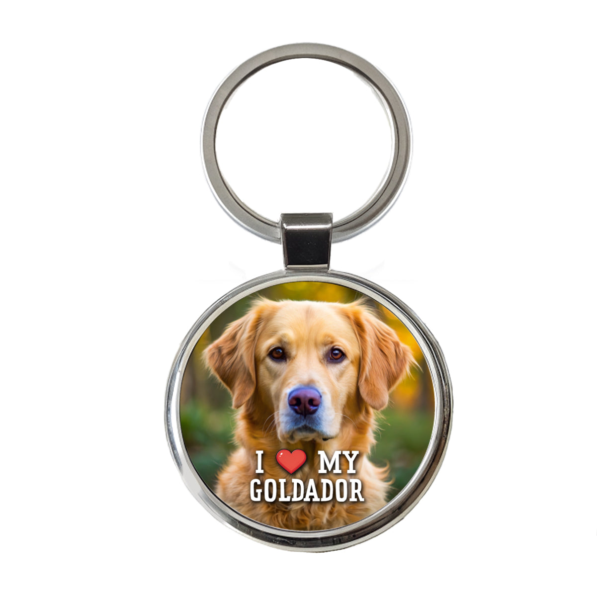 I Love My Goldador Dog Heart Round Metal Keychain