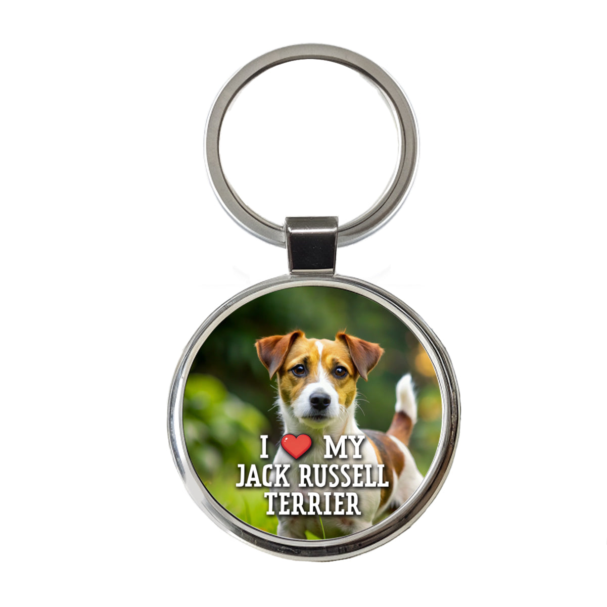 I Love My Jack Russell Terrier Dog Heart Round Metal Keychain