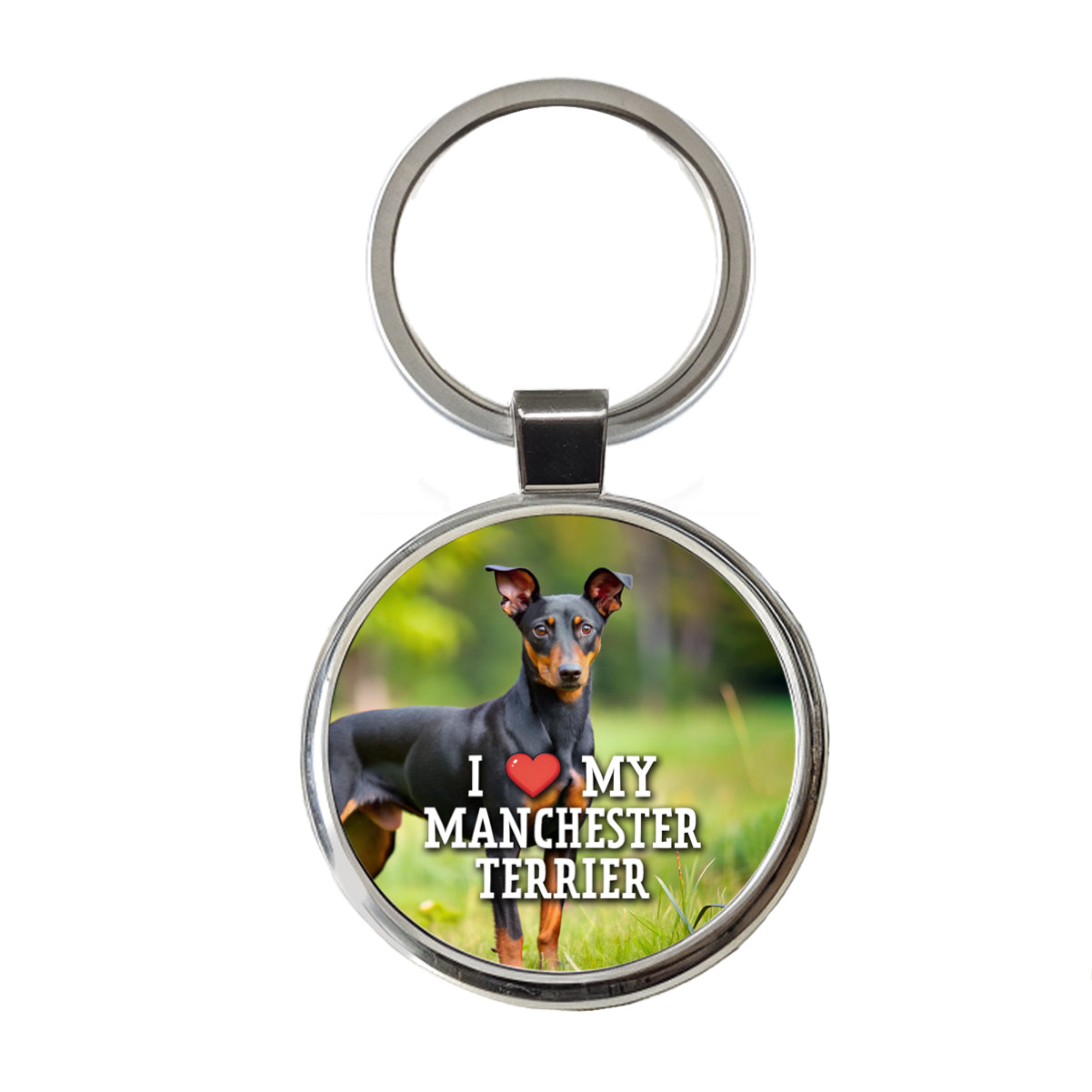 I Love My Manchester Terrier Dog Heart Round Metal Keychain