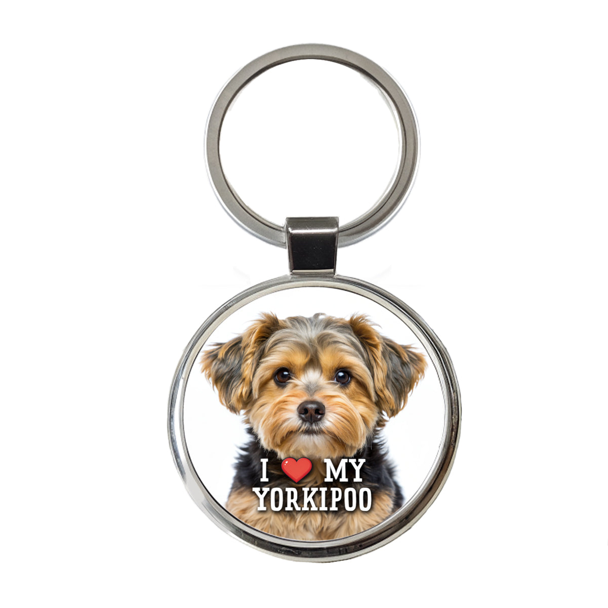 I Love My Yorkipoo Dog Heart Round Metal Keychain