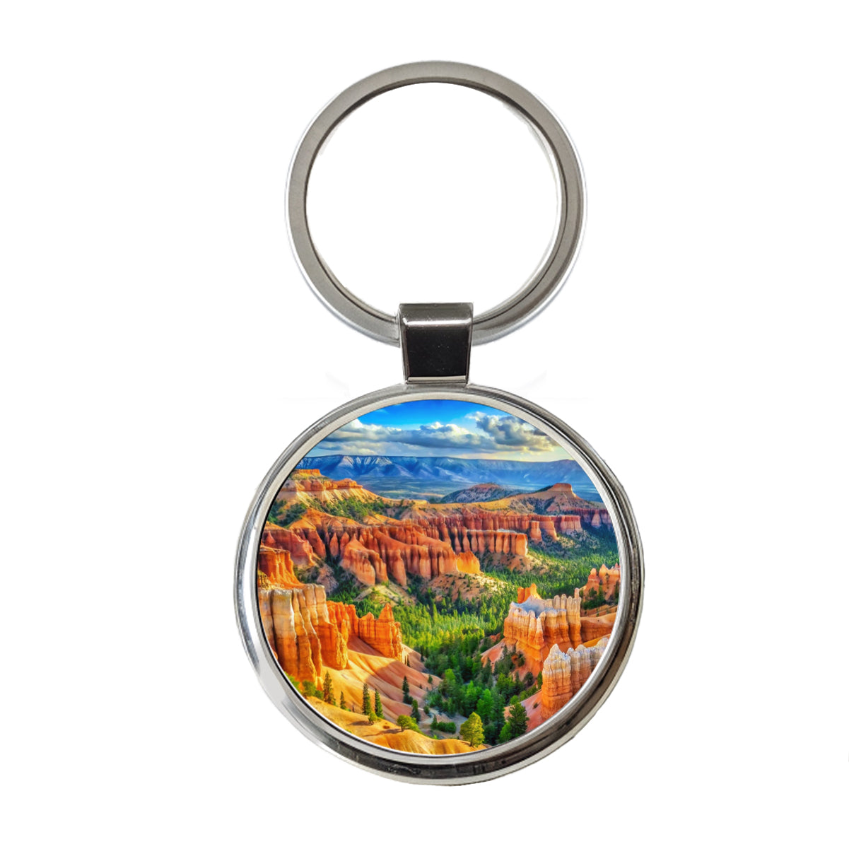 Bryce Canyon National Park Utah Watercolor Style Round Metal Keychain