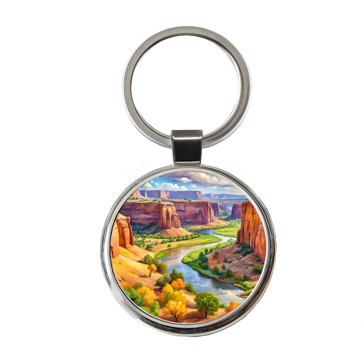 Canyon de Chelly National Monument Arizona Watercolor Style Round Metal Keychain