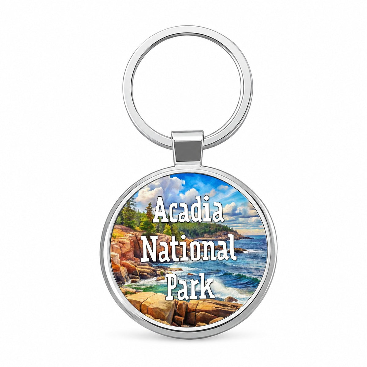Acadia National Park Maine Round Metal Keychain