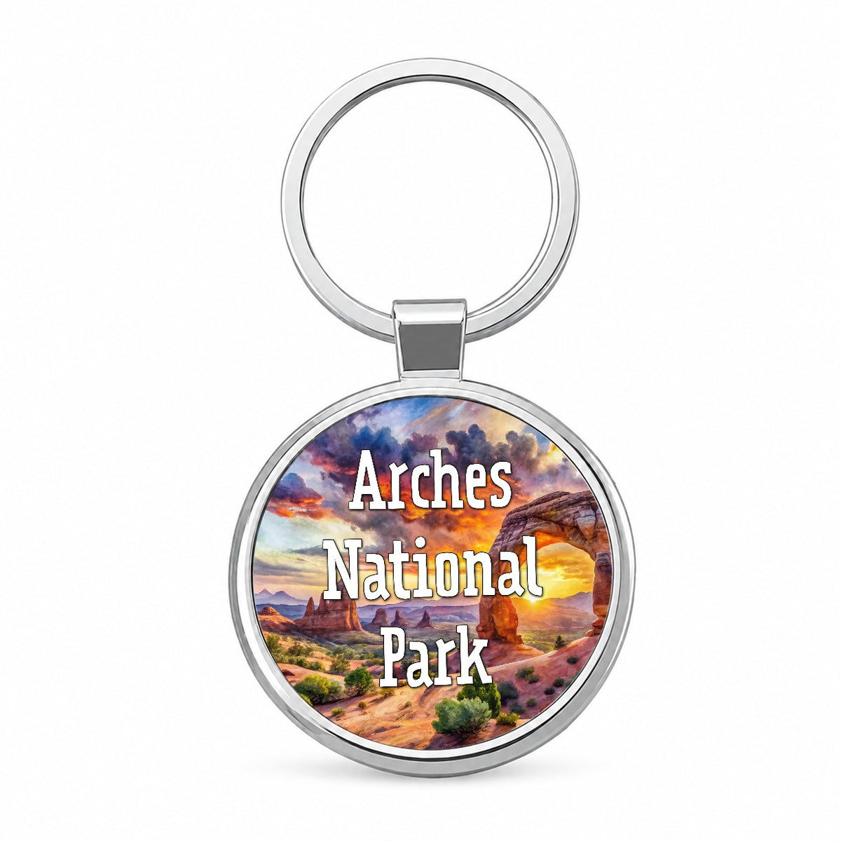 Arches National Park Utah Round Metal Keychain