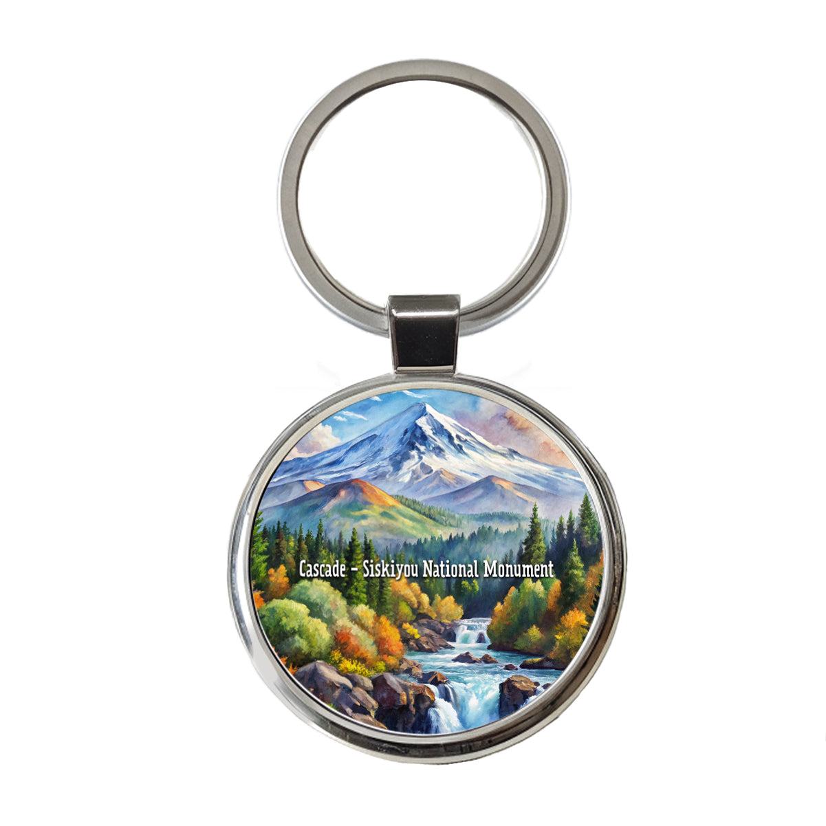 Cascade - Siskiyou National Monument California, Oregon Round Metal Keychain