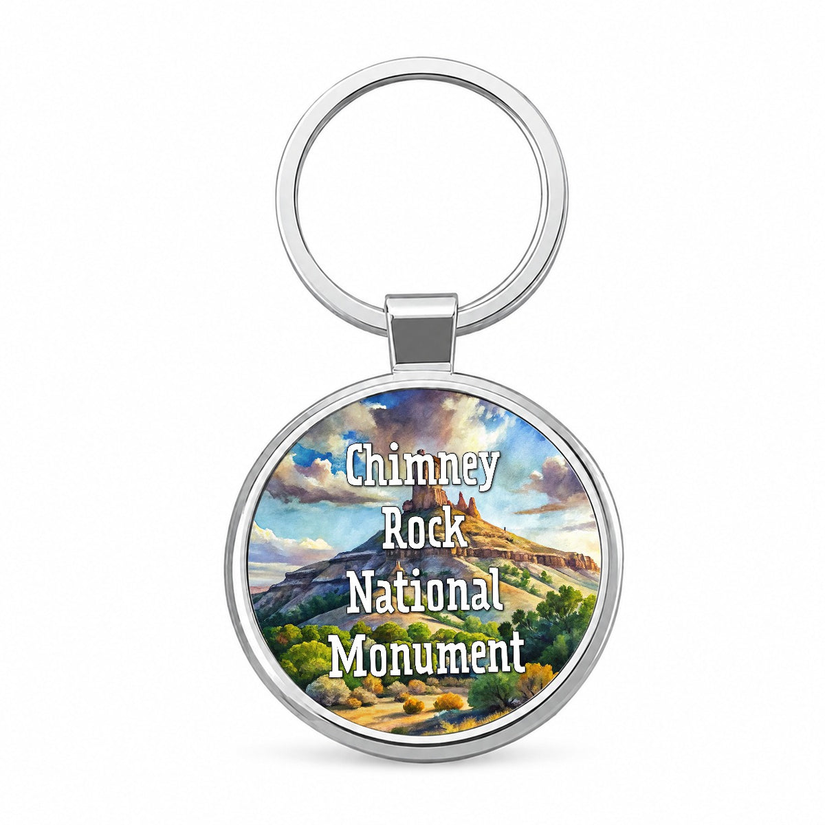 Chimney Rock National Monument Colorado Round Metal Keychain