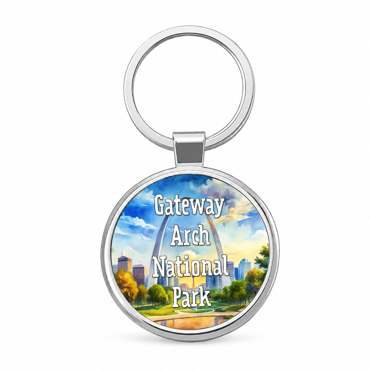 Gateway Arch National Park Missouri Round Metal Keychain