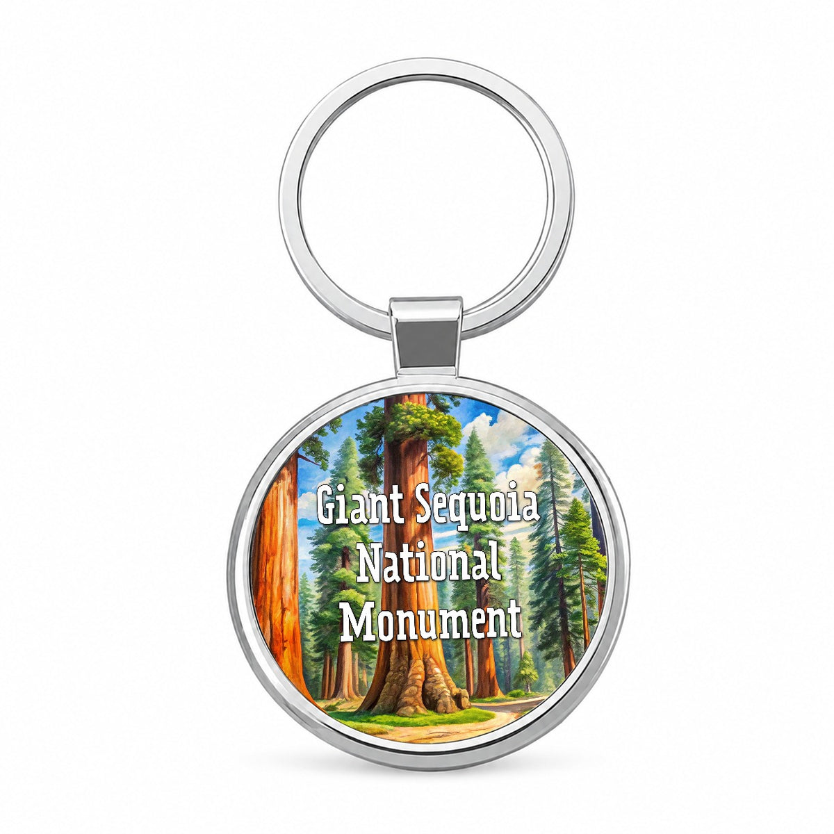 Giant Sequoia National Monument California Round Metal Keychain