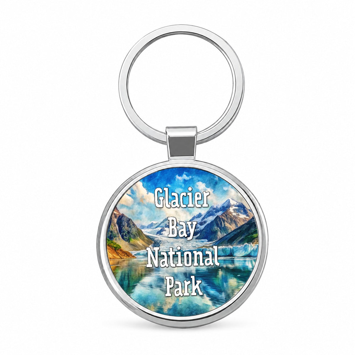 Glacier Bay National Park Alaska Round Metal Keychain