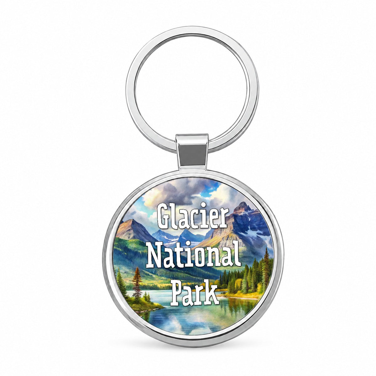 Glacier National Park Montana Round Metal Keychain