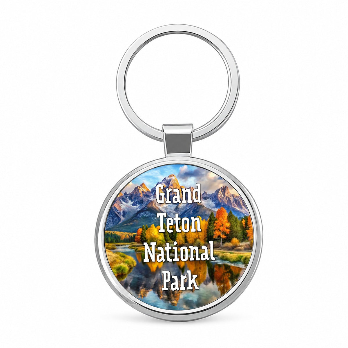Grand Teton National Park Wyoming Round Metal Keychain