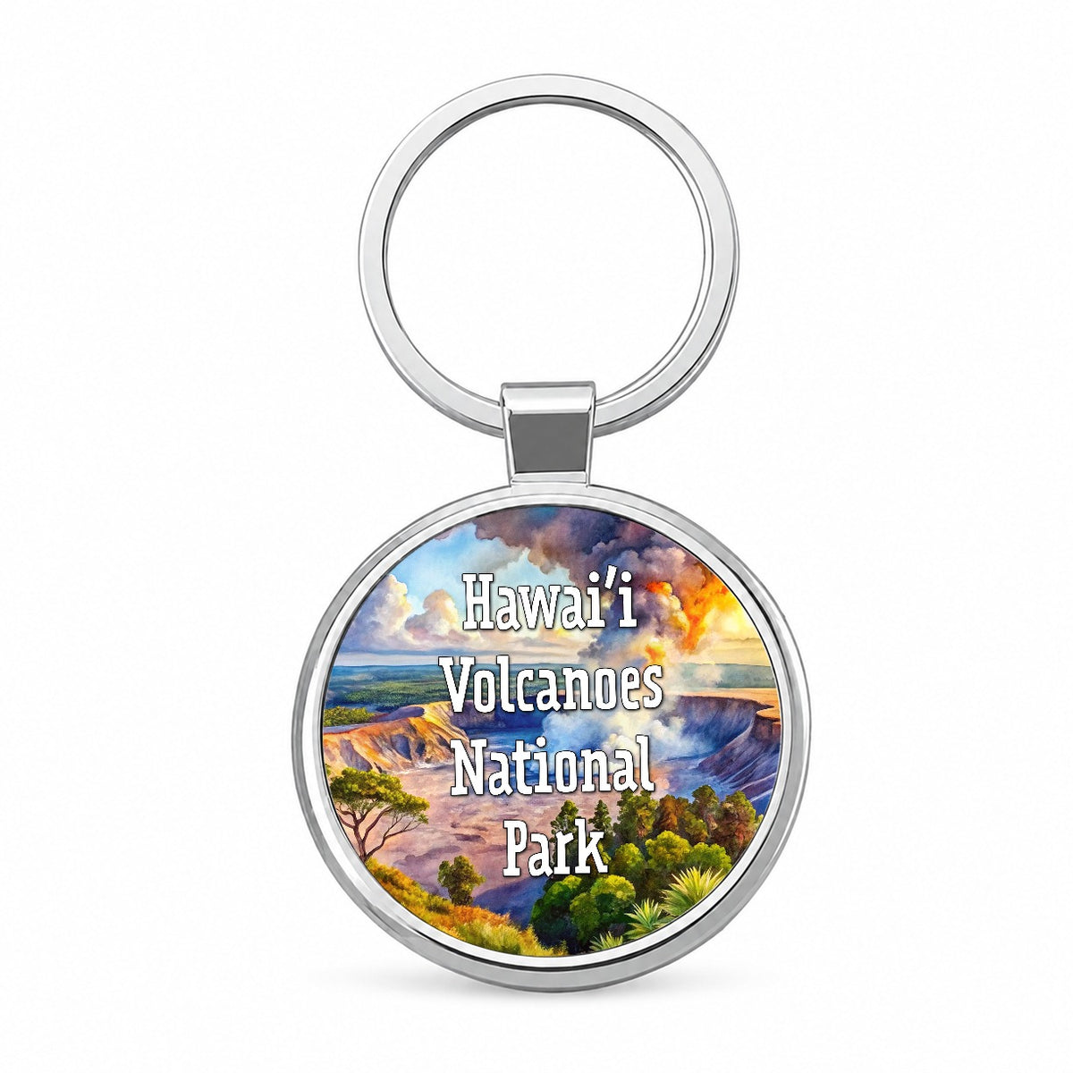 Hawai'i Volcanoes National Park Round Metal Keychain