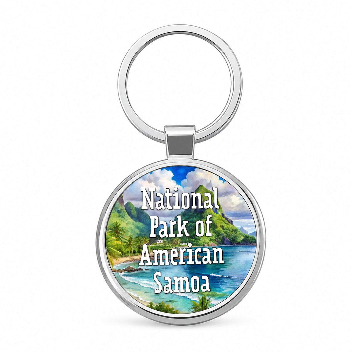 National Park of American Samoa Round Metal Keychain